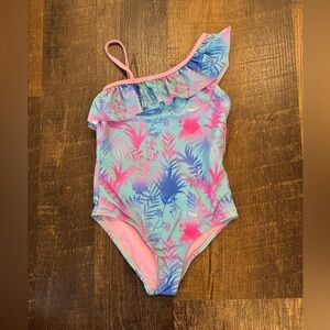 Berkeley Jensen Tropical Kids Swimwear with Ruffle - Pink and Blue
